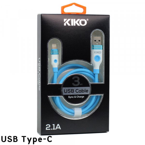 Wholesale USB Type-C 2.1A Strong Nylon USB Cable 3FT (Blue)